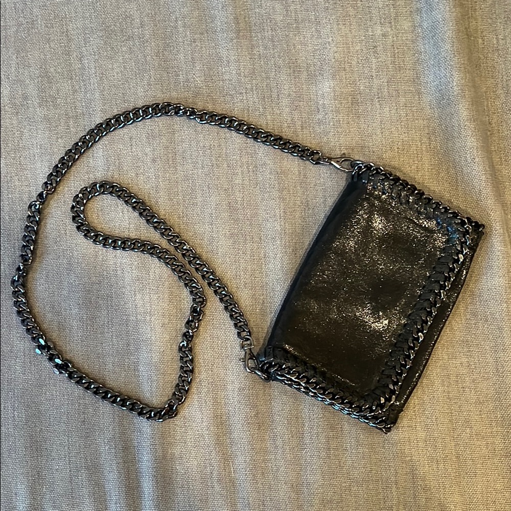 Black Leather Chain Crossbody